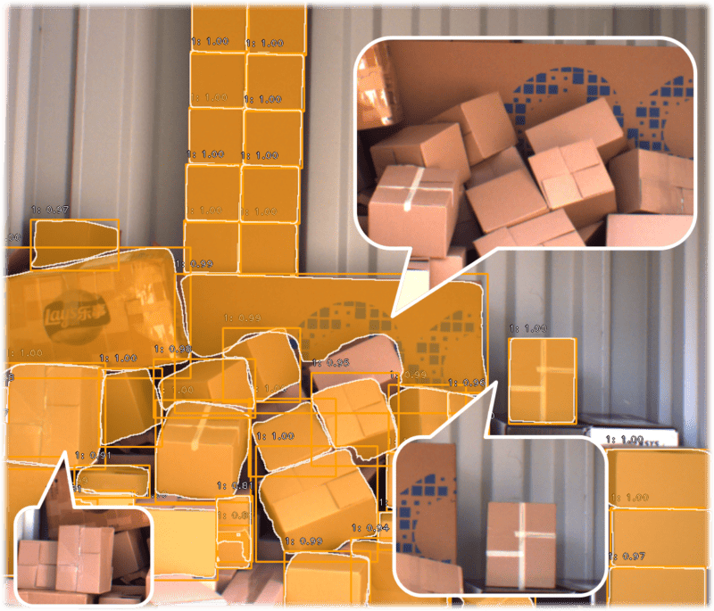 Difficult segmantation parcels in container